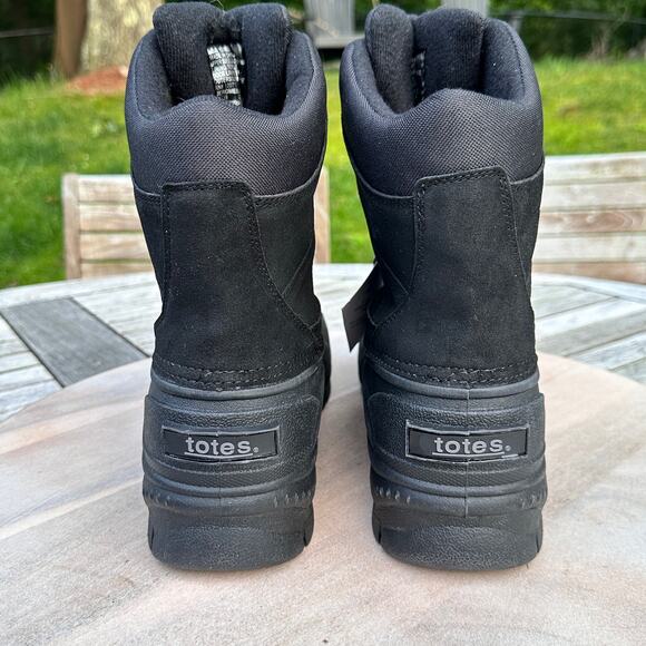 New Totes Jerome Leather Rubber Duck Toe Waterproof Boots Insulated Mens Size 9 - Picture 5 of 15